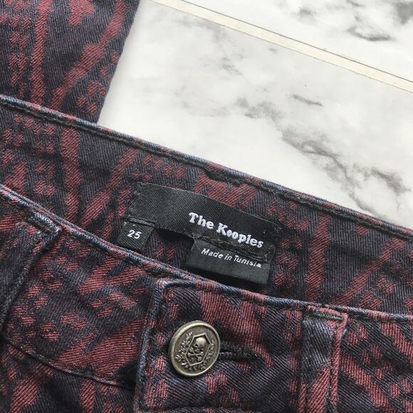 The Kooples Aztec Print Stretch Red Skinny Jeans - Picture 6 of 9